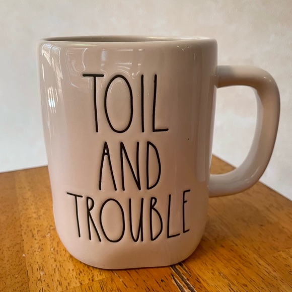 Rae Dunn TOIL AND TROUBLE and Witch Cauldron 2 Sided Coffee Mug BRAND NEW!! - Picture 2 of 3